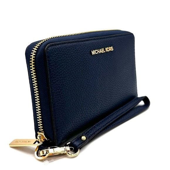 Michael Kors JST LG Flat MF Phone Case Wallet Navy Blue (NWT) - Picture 2 of 8